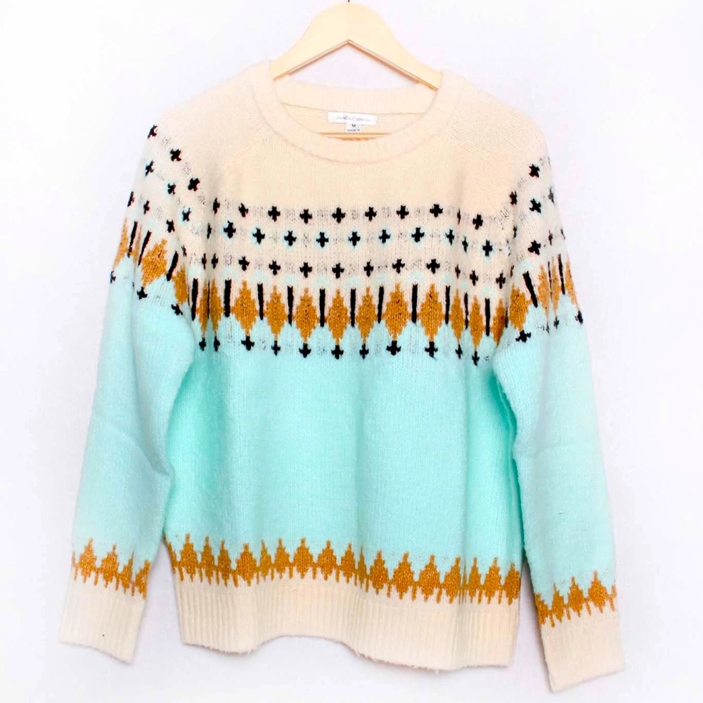 NWT JohnPaulRichard Faire Isle Sweater in Caribbean Size Medium